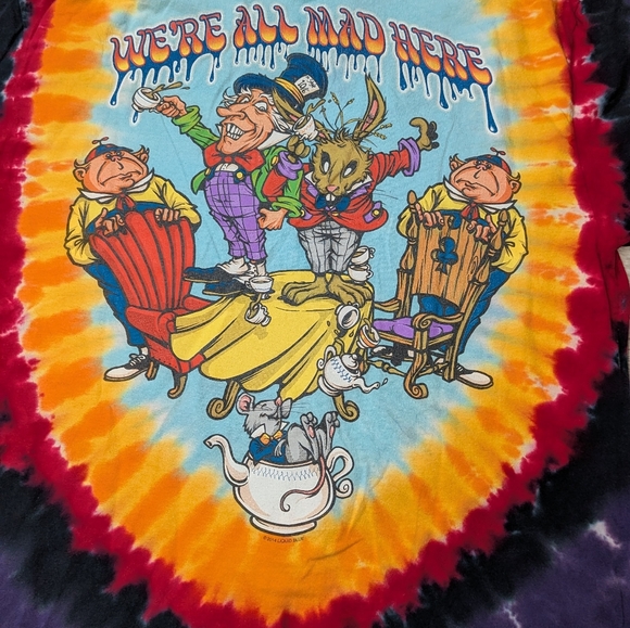Liquid Blue Alice In Wonderland We're All Mad Here Tye Die Shirt XL - Picture 8 of 10